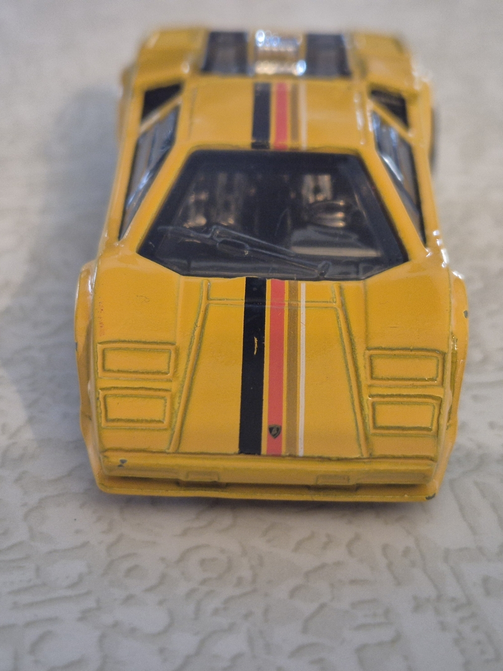 Yellow Kids Toy Sports Car with Racing Stripe - Classic Mini Vehicle